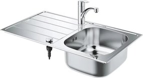 Set chiuveta inox Grohe K200 45 cm 1 cuva cu picurator orientare dreapta si baterie