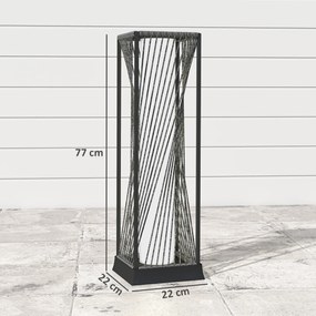 Outsunny Lampă solară în picioare din rattan cu senzor de lumină 25 LED-uri, stil Boho, IP44, rezistentă la stropire, Negru+Gri | Aosom Romania