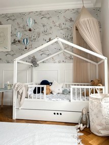 Pat copii Dream Nest Snow House alb 80x160 cm