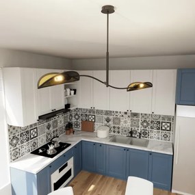 Lustră pe tijă LOTUS 2xE14/10W/230V negru/auriu