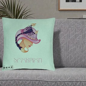 Perna Personalizata Zodiac Scorpion Cowgirl, 40x40 cm, Verde Menta, Husa Detasabila, Perna Inclusa, BEKZ®