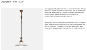 Lustra, Pendul rustic din alama cu sticla murano Country
