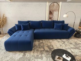 Colțar extensibil dumonde cu ladă de depozitare si sezut confortabil din spuma high-density, Berlin XL Royal Albastru 350x185 cm
