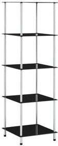 vidaXL Raft cu 5 niveluri, negru, 40 x 40 x 130 cm, sticlă securizată