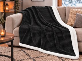 Patura imitatie de miel BRICKY, neagra Dimensiuni: 150 x 200 cm