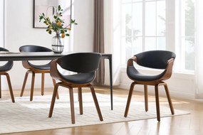 Scaun retro imitatie piele neagra, lemn furniruit ORGANIC