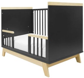 New Baby Crib Marcus cu barieră, negru / natural
