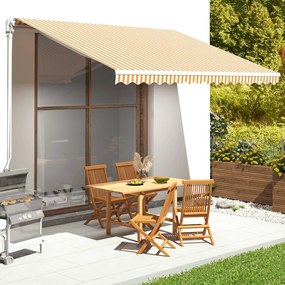 vidaXL Pânză de rezervă copertină, galben și alb, 4x3,5 m