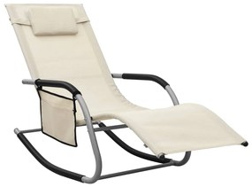 vidaXL Șezlong din textilenă, crem și gri