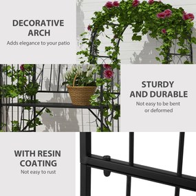 Outsunny Bancuta de Gradina cu Arc, 2 Locuri, cu Bolta pentru Flori Suspendate, Design Elegant, Rezistent la Intemperii, Negru | Aosom Romania
