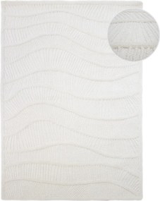 Covor alb țesut manual din amestesc de lână 160x230 cm Sculptured Wave – Flair Rugs