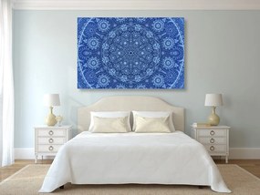 Tablou Mandala ornamentală cu dantelă în culoarea albastră