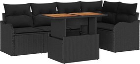 vidaXL Set de canapele pentru grădină 6 pcs Negru Rattan poli