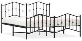 373810 vidaXL Cadru pat metalic cu tăblie de cap/picioare , negru, 160x200 cm