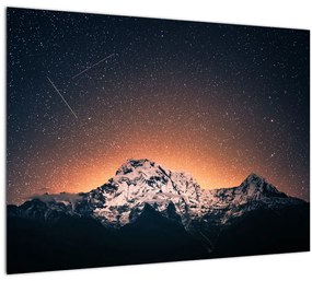 Tablou pe sticlă cu cerul nocturn și munți (70x50 cm)