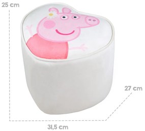 Puf de copii alb cu tapițerie din catifea Peppa Pig – Roba