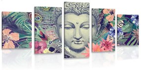 Tablou 5-piese Budha pe un fundal exotic