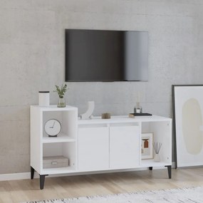 Comoda TV, alb extralucios, 100x35x55 cm, lemn prelucrat