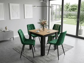 Scaun de masa SPLIT VELVET cu picioare negre, verde