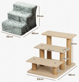 PawHut Scăriță pentru câine cu 3 trepte scăriță pentru pisică scară antiderapantă pentru animale 46 x 35 x 35 cm gri deschis | Aosom Romania