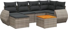 vidaXL Set canapele de grădină, 7 piese, cu perne, gri, poliratan