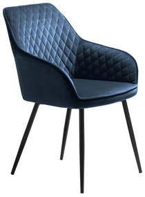 Scaun de sufragerie albastru cu cotiere tapițat Milton – Unique Furniture