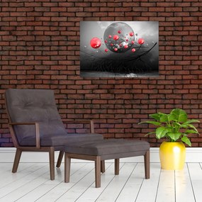 Tabloul cu bile abstracte roșii (70x50 cm)