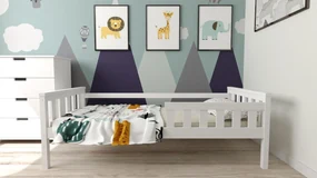 Pat pentru copii MONTY 90 x 200 cm, alb Saltele: Cu saltele Somnia 18 cm, Somiera pat: Cu lamele drepte