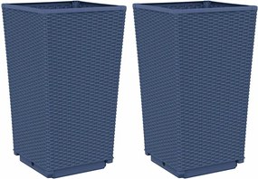 vidaXL Jardiniere de grădină, 2 buc., albastru gri, 32,5x32,5x57 cm, PP