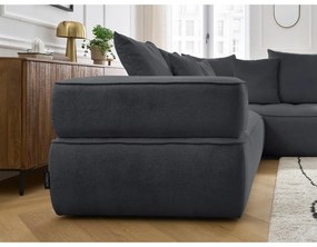 Colțar gri închis cu tapițerie din chenille (cu colț pe partea dreaptă/în formă de ”L”) Whesley – Bobochic Paris