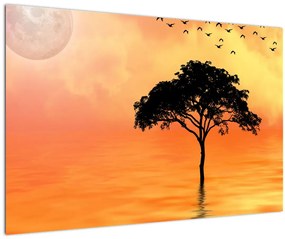 Tablou cu copac în apus de soare (90x60 cm)
