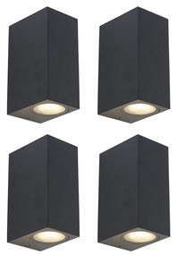 Set de 4 aplice inteligente negre IP44 inclusiv 8 GU10 Wifi - Baleno