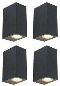 Set de 4 aplice inteligente negre IP44 inclusiv 8 GU10 Wifi - Baleno