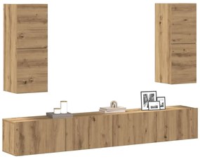 vidaXL Set dulap TV 4 piese montat pe perete Stejar artizanal
