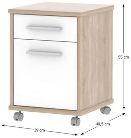 Set mobilier de birou complet ,stejar sonoma alb , dulapuri,  birou pe colt, rollbox, Bortis