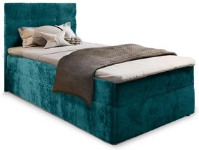 Pat tapițat boxspring GLORIEN VELVET 80x200 cm turcoaz Saltele: Saltea cu arcuri Bonell