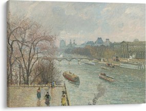 Tablou - Camille Pissarro, The Louvre, Afternoon, Rainy Weather, reproducere (70x50 cm)