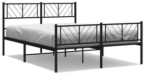 372197 vidaXL Cadru pat metalic cu tăblie de cap/picioare, negru, 140x190 cm