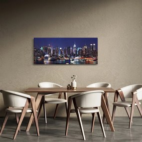 Tablou - Zgârie-nori din New York iluminate (120x50 cm)