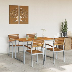 vidaXL Set masă grădină cu 5 piese din lemn de acacia și metal