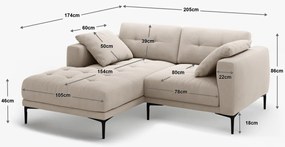 Coltar Bemy 2 locuri catifea Salvador L205 cm