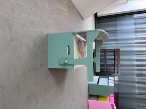 AIYAPLAY Bancă 3 în 1 pentru jucării copii, convertibilă în masă și scaun, cu 2 compartimente, imprimeu ursuleț, verde | Aosom Romania