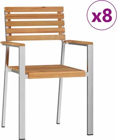 vidaXL Scaun pentru Grădină 8 pcs Ulei Natural Lemn solid de tec