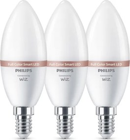 Set de 3 becuri LED RGB dimabile Philips SMART C37, soclu E14/4,9W/230V, 2200-6500K