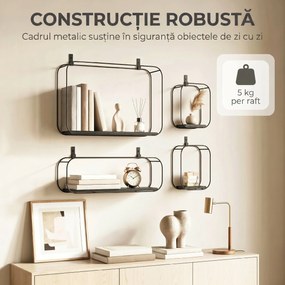 HOMCOM rafturi suspendate perete, rafturi decorative moderne | Aosom Romania