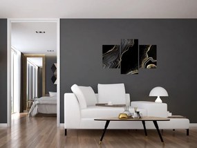 Tablou - Marmură negru - auriu (90x60 cm)