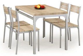 Set de sufragerie Malcolm 4+1, stejar sonoma / argintiu