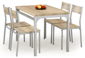 Set de sufragerie Malcolm 4+1, stejar sonoma / argintiu