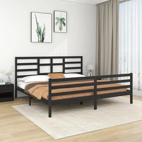 3105884 vidaXL Cadru de pat, negru, 200x200 cm, lemn masiv