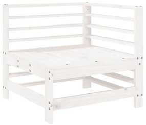 825605 vidaXL Canapea de colț pentru grădină, alb, lemn masiv de pin